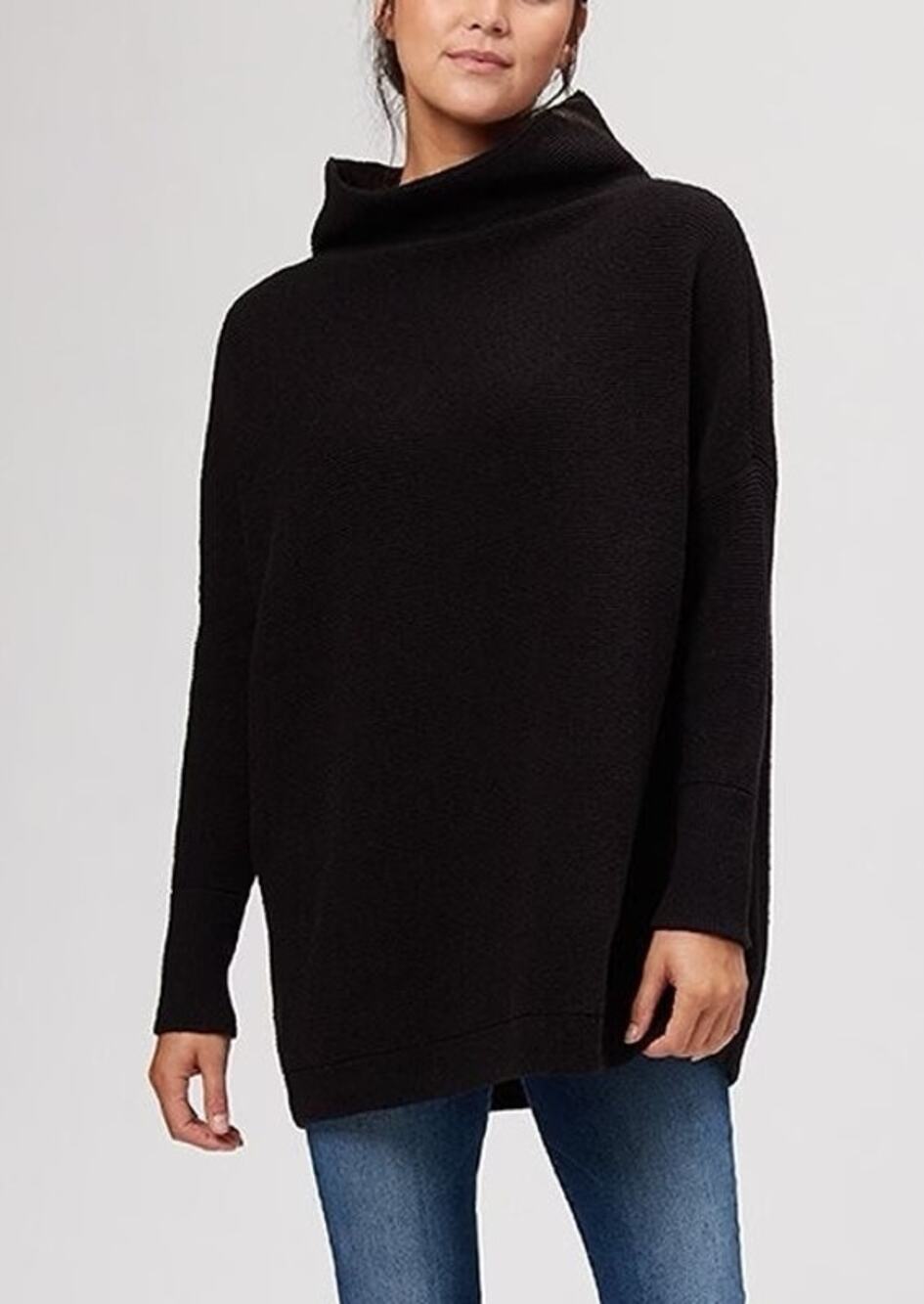 Free People Ottoman Slouchy Sweater Pullover Size M Black Oversized Lagen Fall